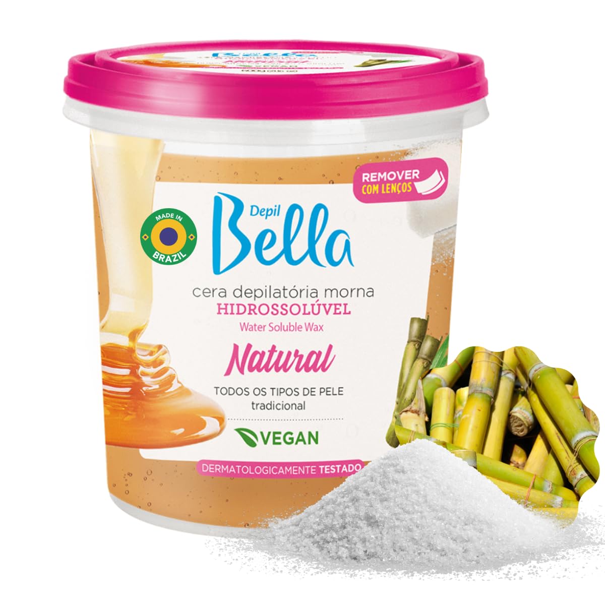 DEPIL BELLA front jar view showing organic label and large 2.87 lb size benefit