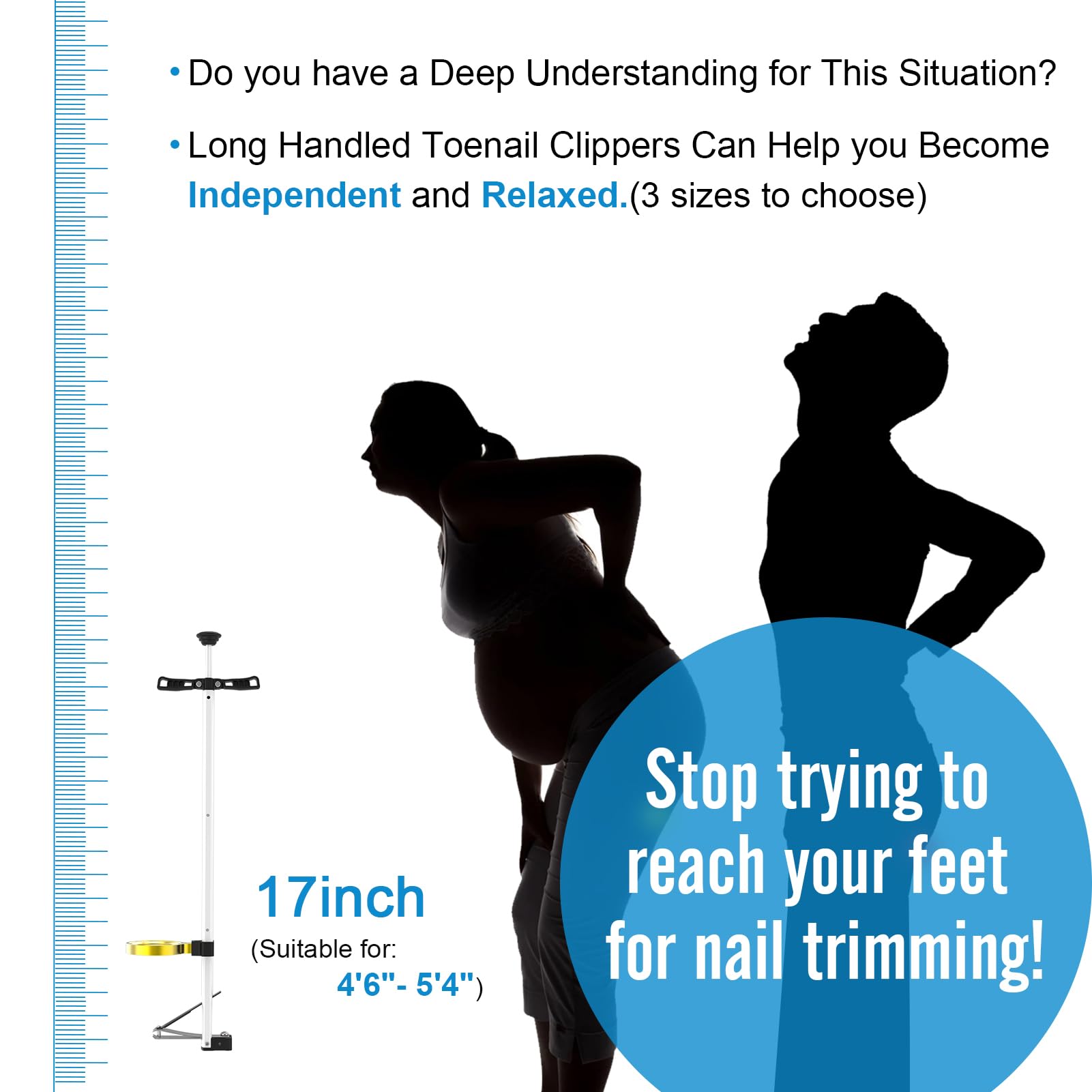 DEPSUNNY in use on foot demonstrating easier clipping with less bending