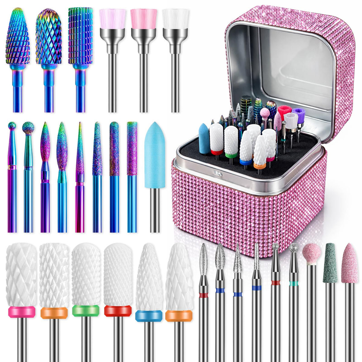 Depvko front view of 30pc drill bit kit showing organized layout and portability