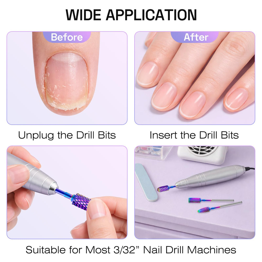 Depvko drill bit in use on nail showing controlled removal and reduced dust