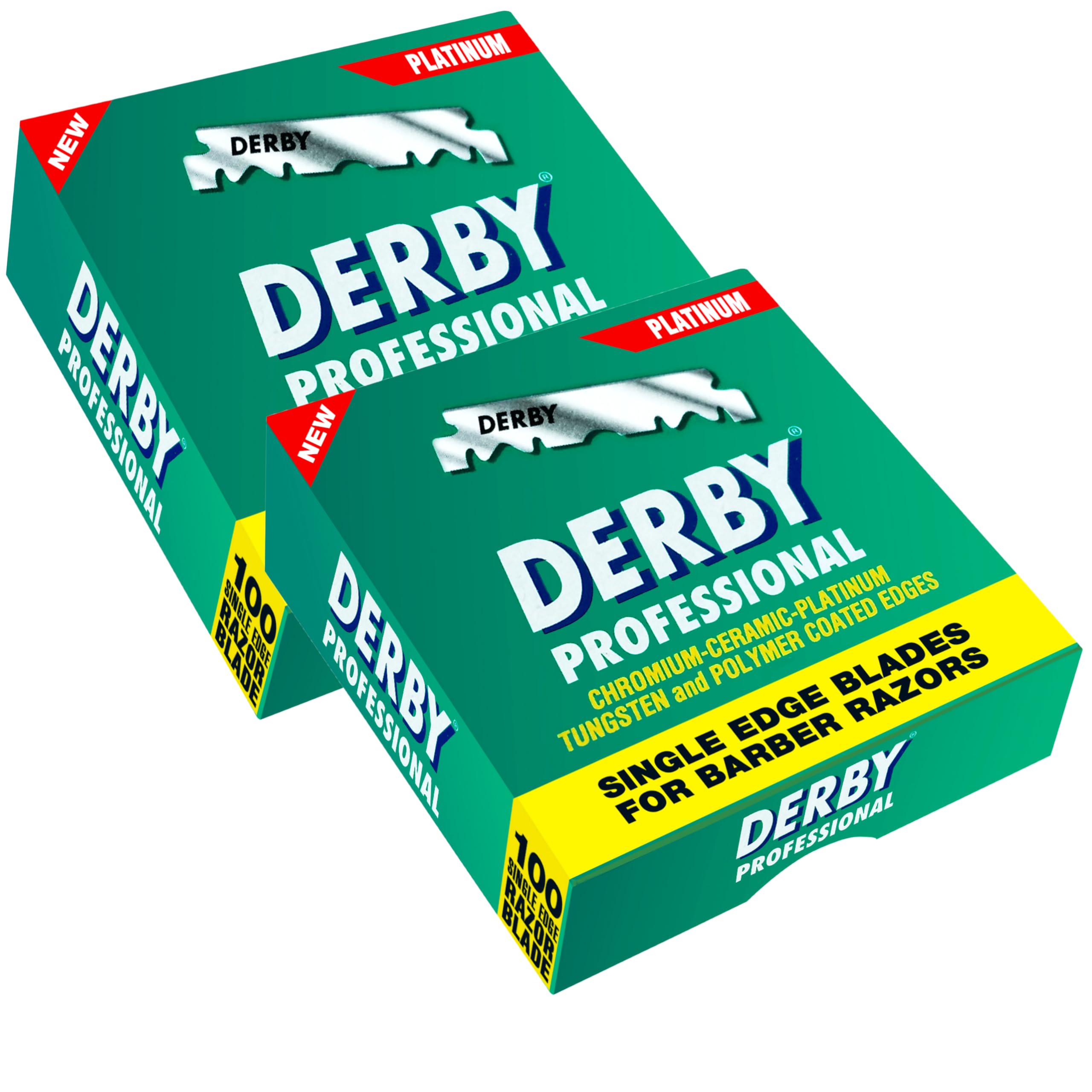 Derby blades next to sharps container showing safe disposal and professional hygiene