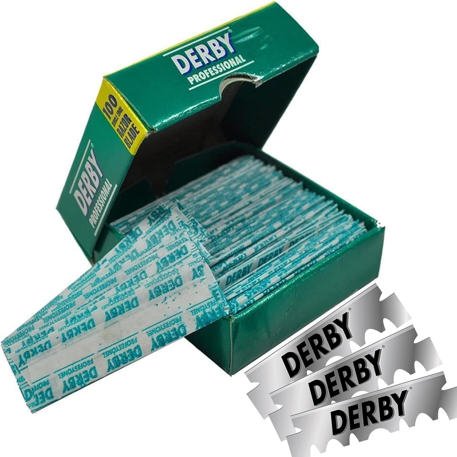 Derby individually wrapped blade in wax paper ready for hygienic use