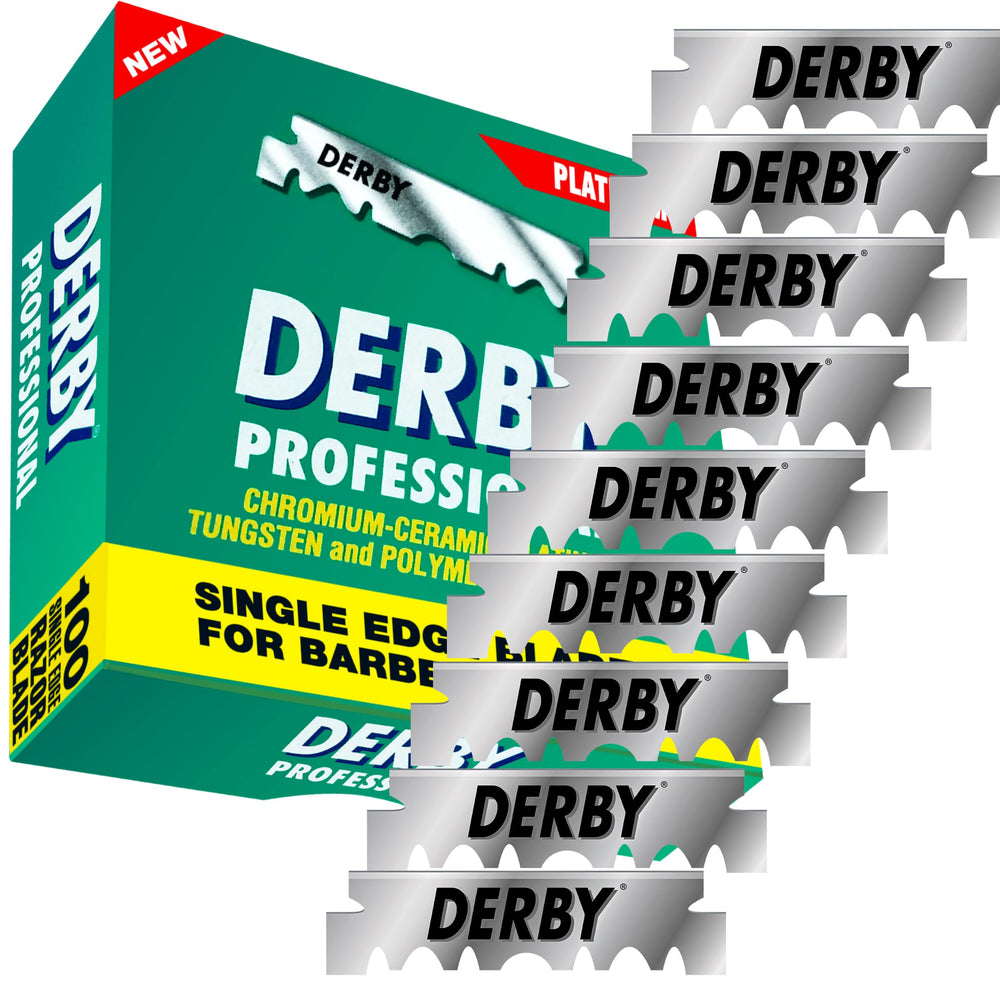 Derby blade close-up highlights coating and smooth glide benefit