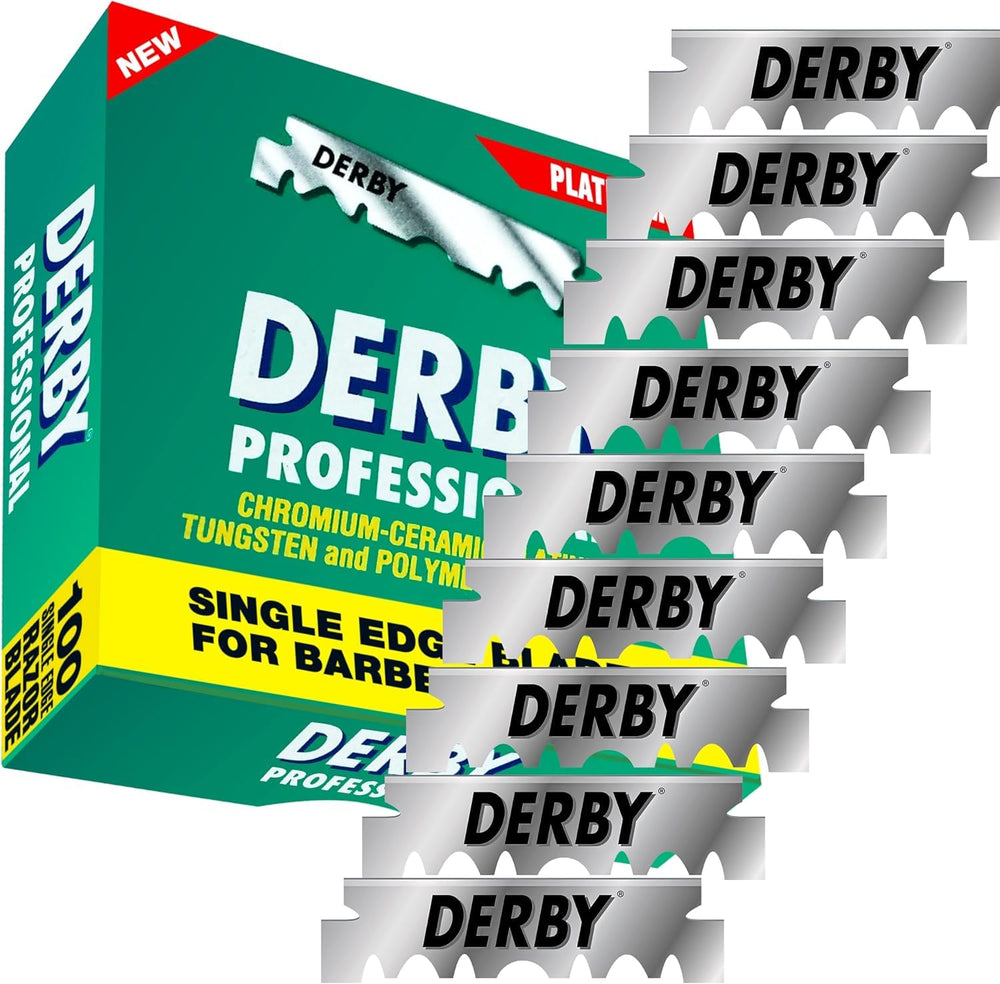 Derby stacked blades next to ruler showing scale and bulk quantity benefit