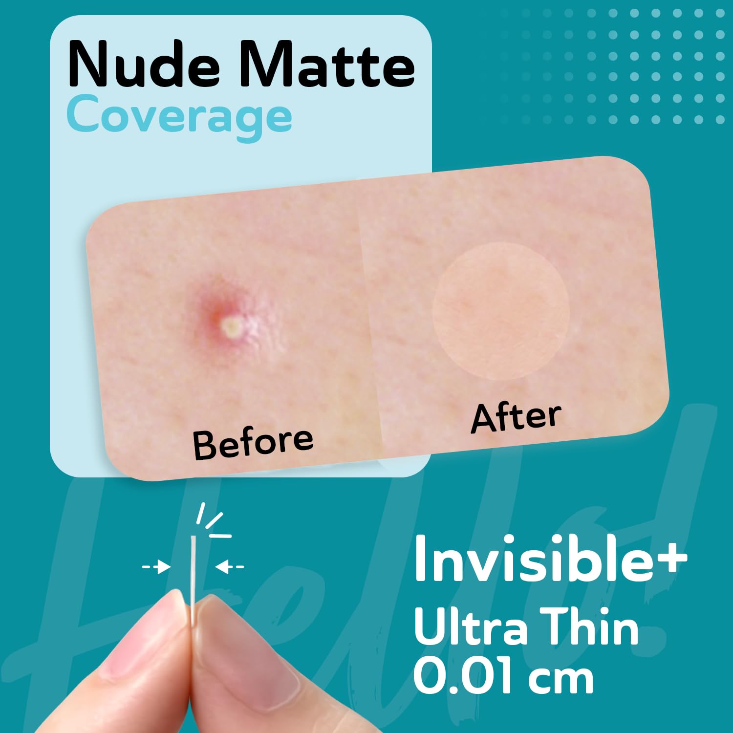 DERMA ANGEL patch applied to cheek demonstrating protective coverage benefit