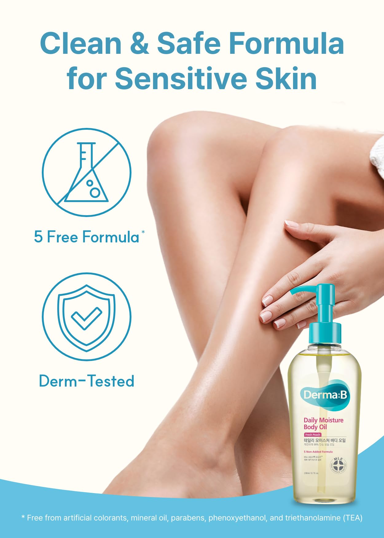 Derma B peach fragrance notes still life indicating light refreshing scent benefit