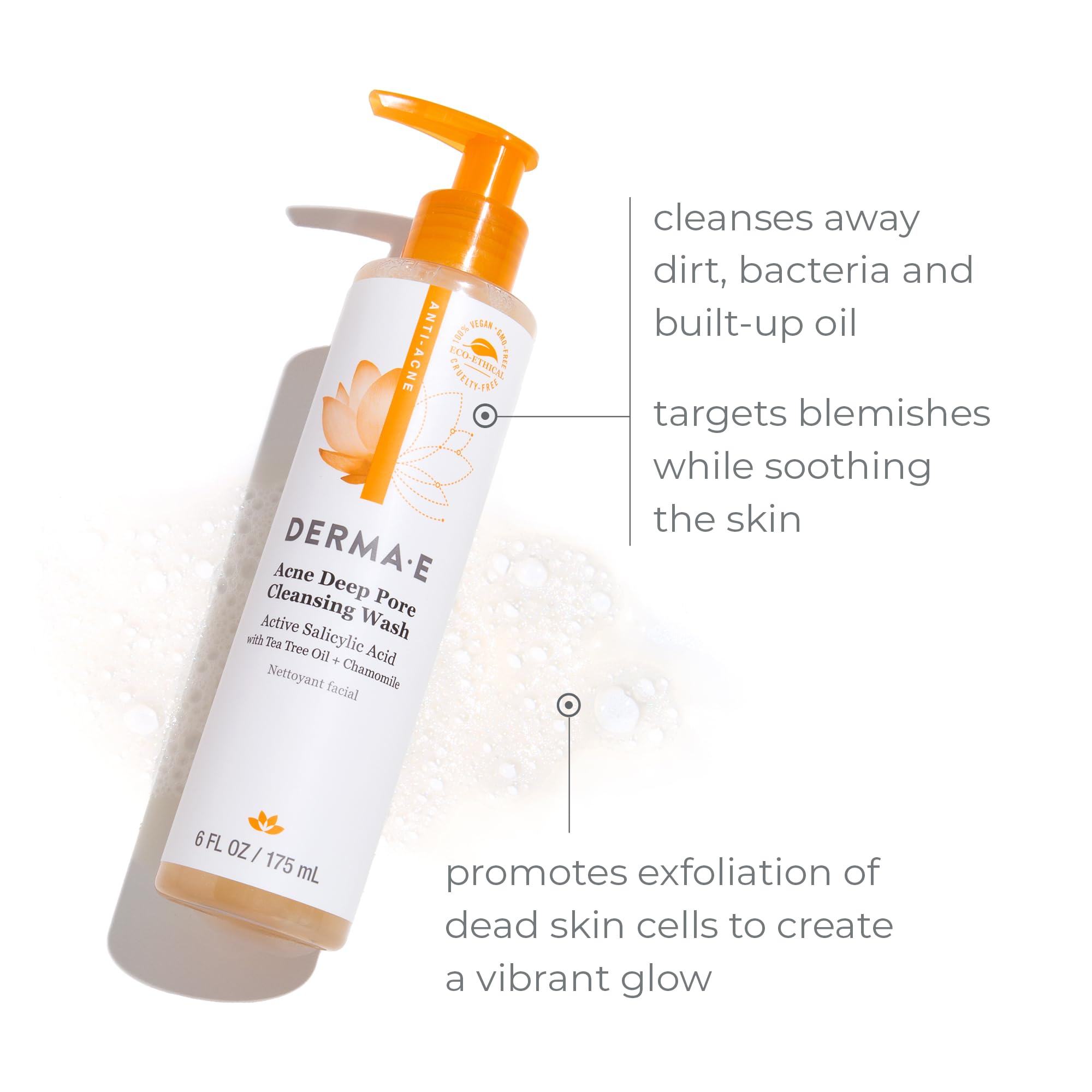Derma E pump dispenser demonstrating easy, controlled product use