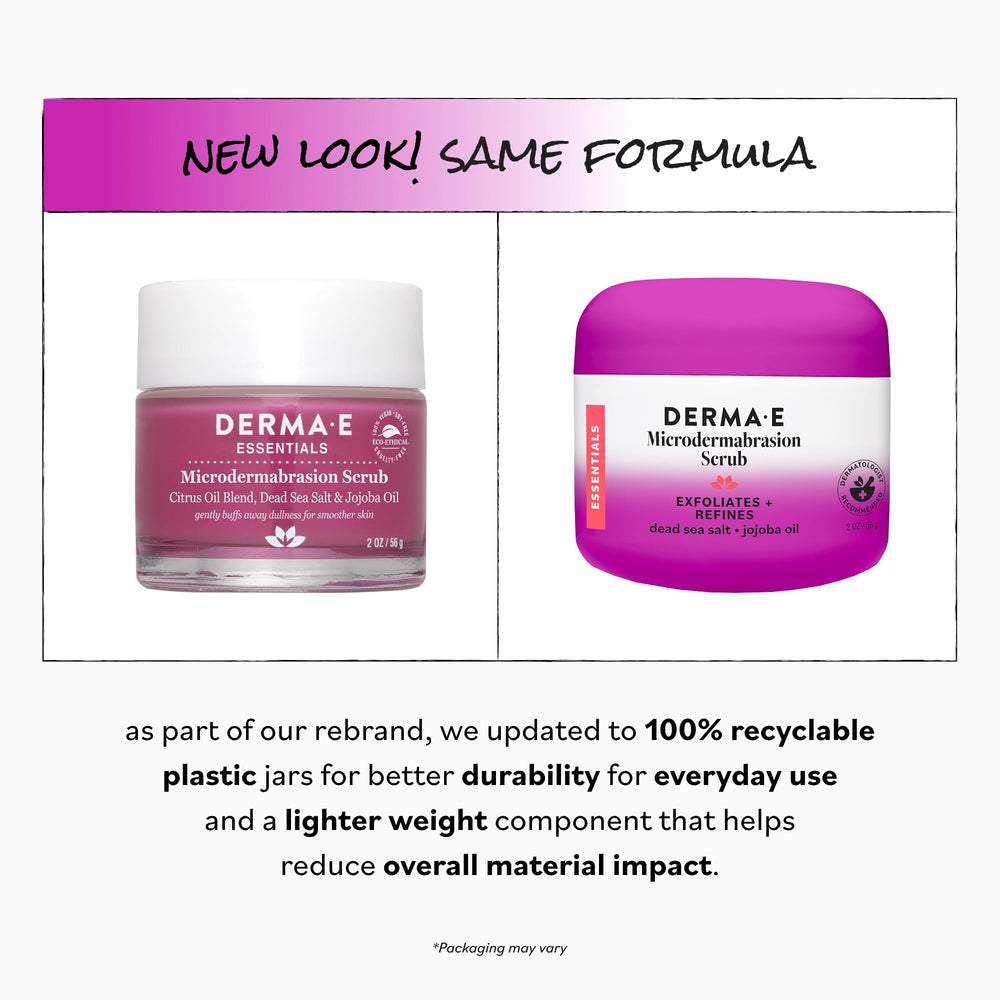 DERMA E being applied to damp skin demonstrating gentle exfoliation