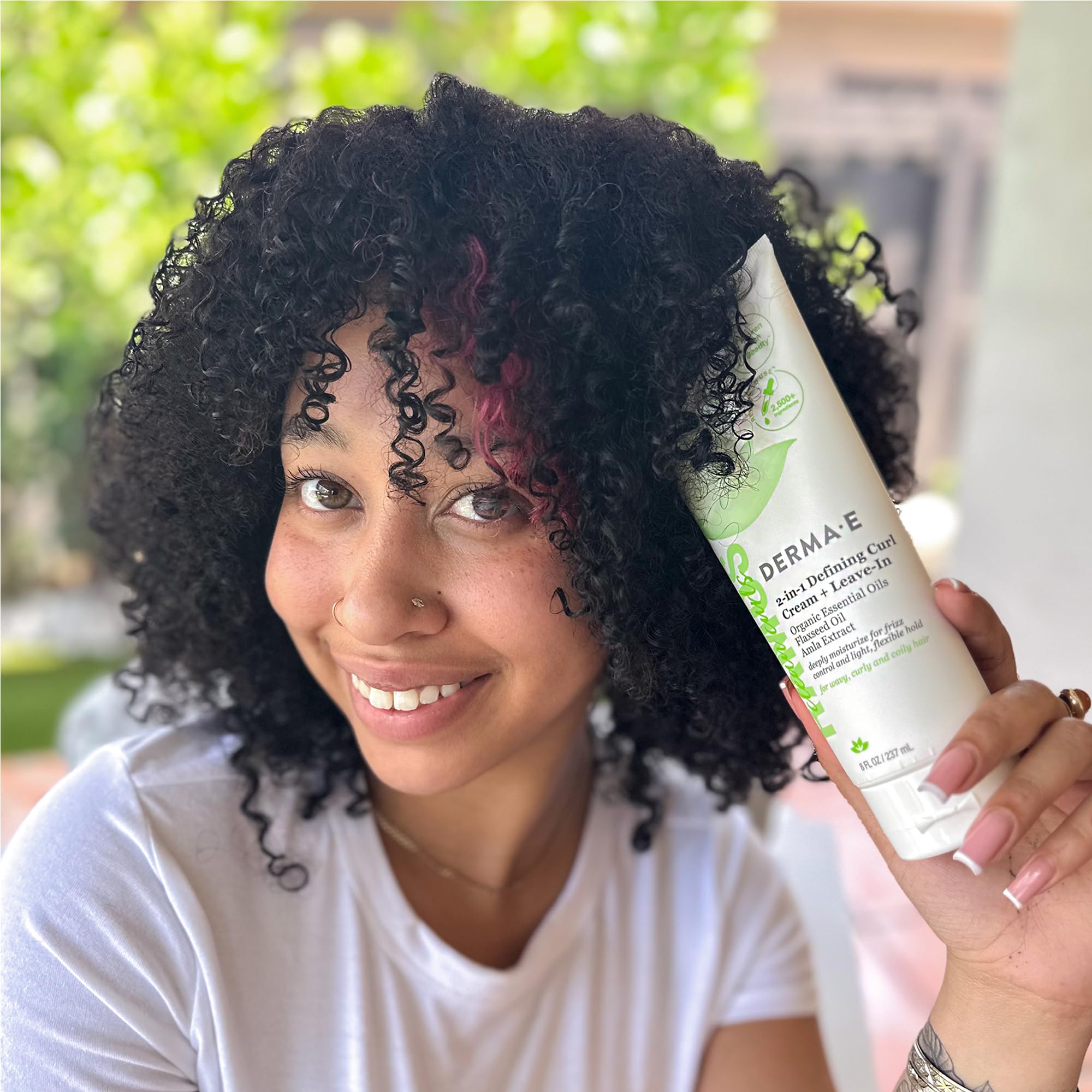 Derma E before and after curl comparison showing enhanced definition
