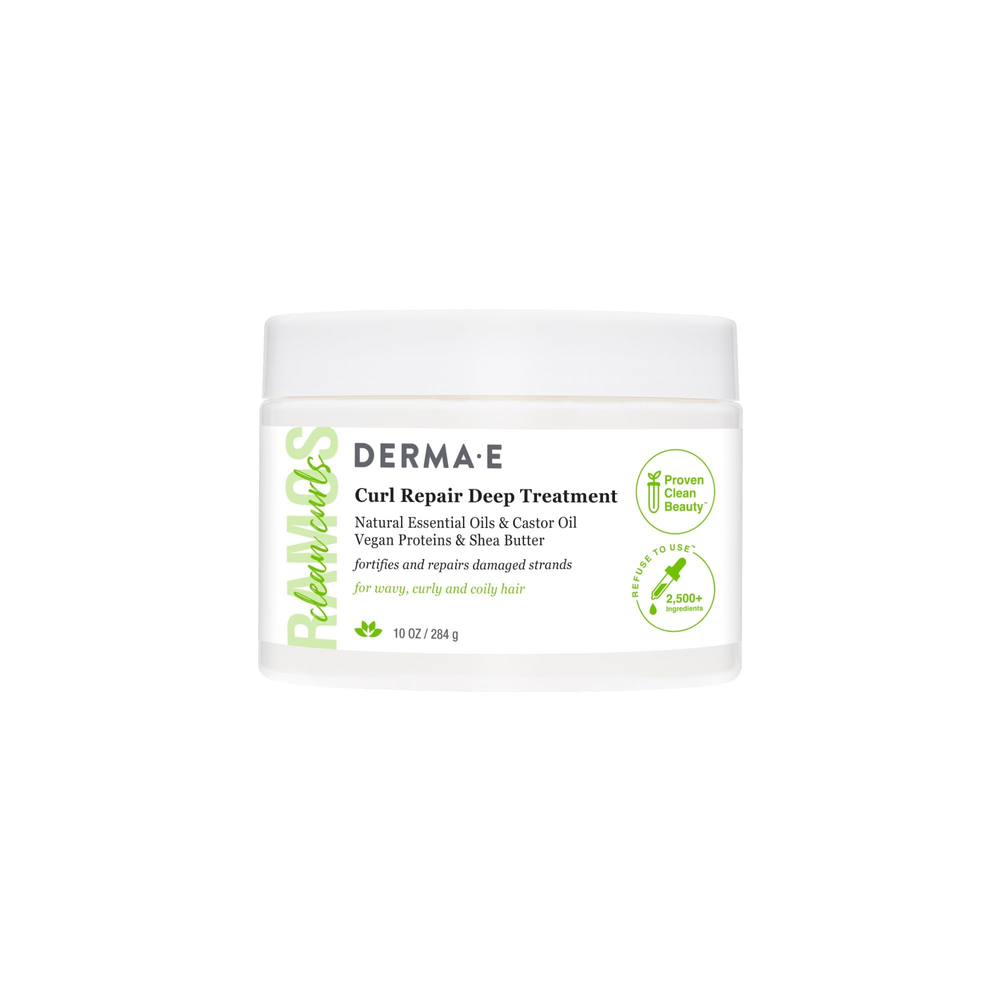 DERMA E front jar view showing clean packaging and 10 oz size benefit