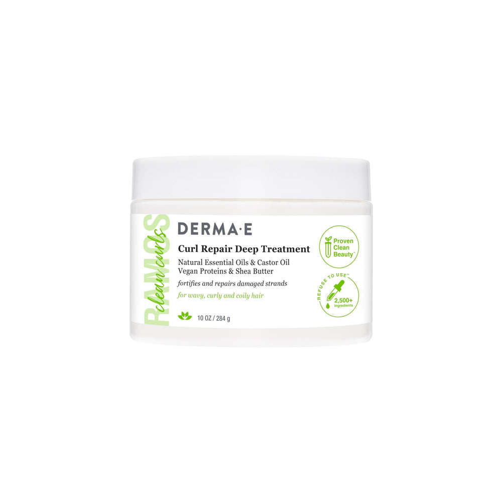 DERMA E front jar view showing clean packaging and 10 oz size benefit