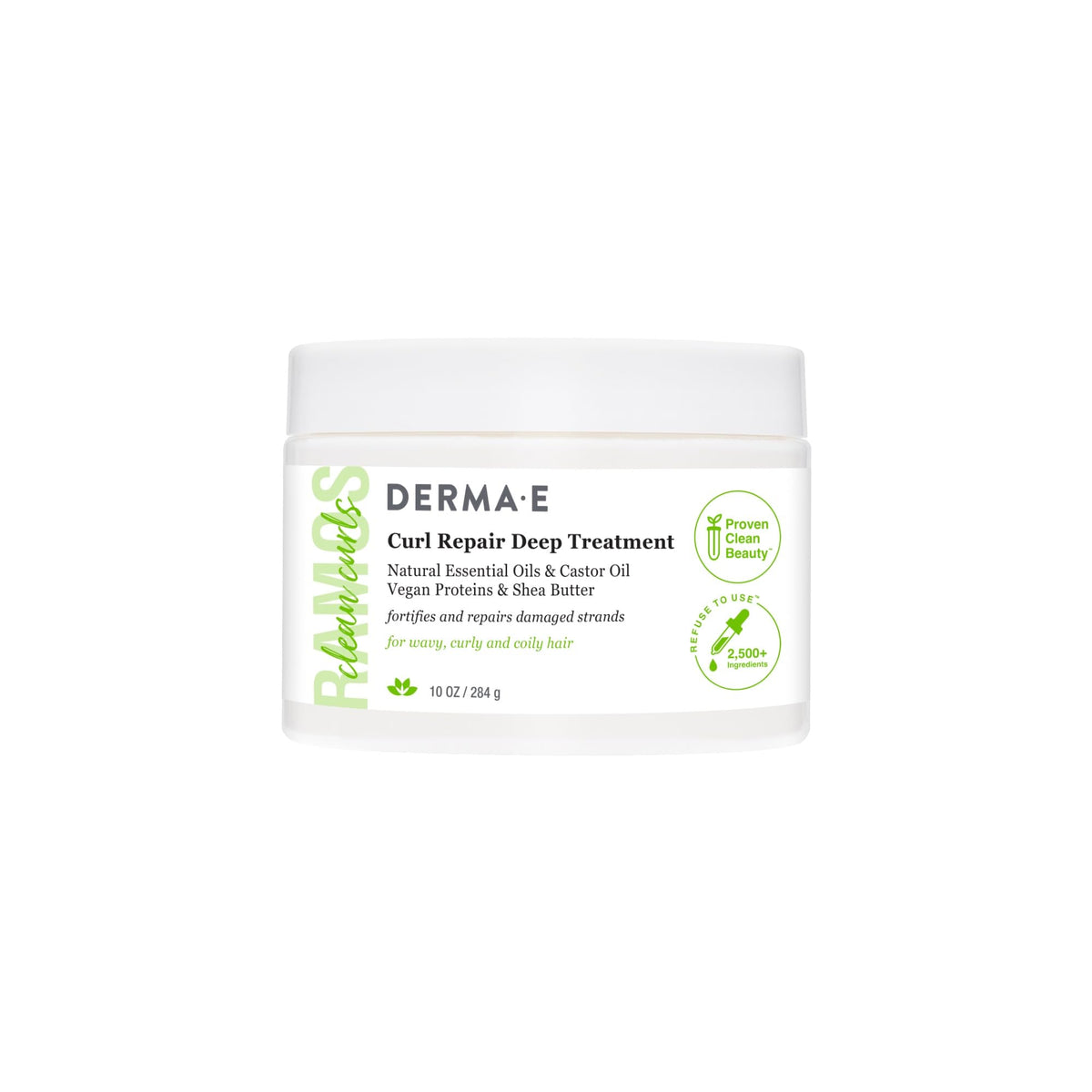 DERMA E front jar view showing clean packaging and 10 oz size benefit