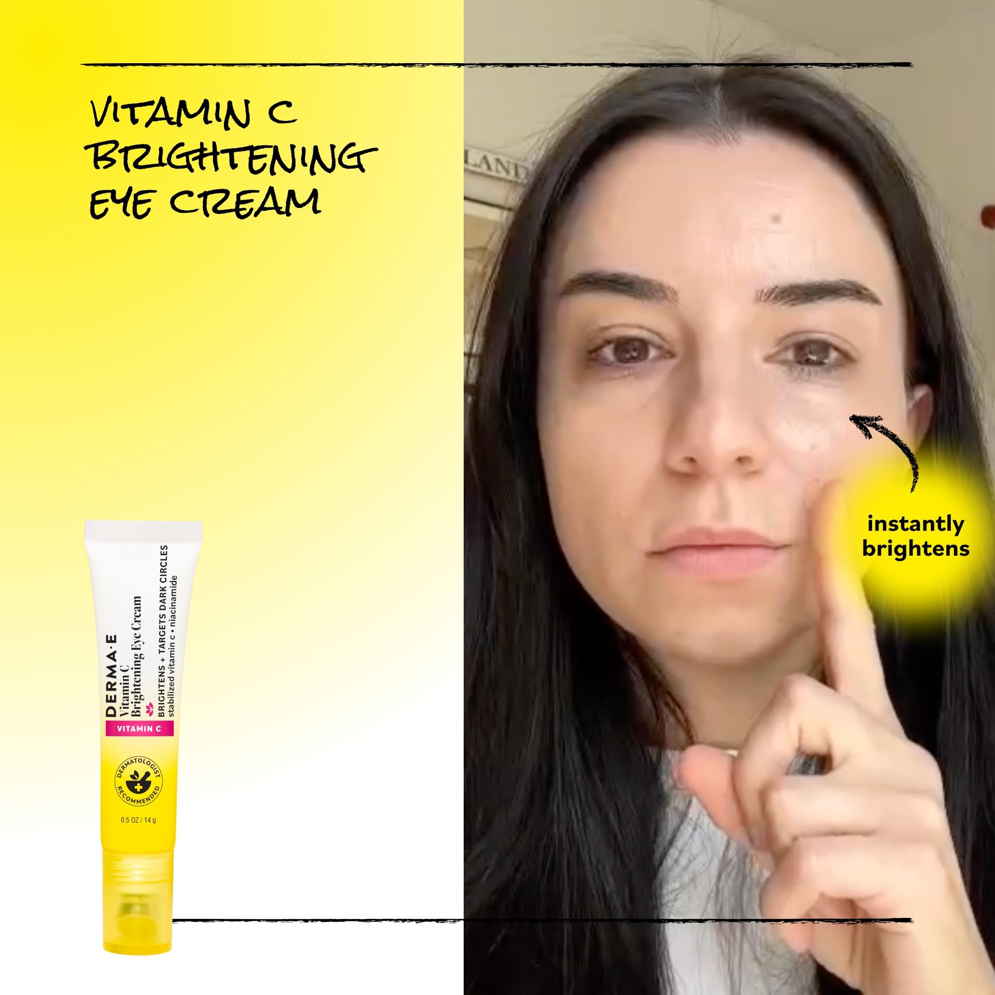 Derma E tube in hand showing compact travel-friendly size benefit
