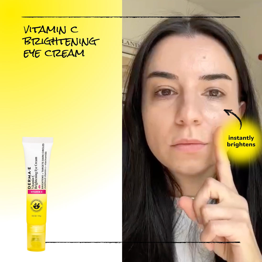 Derma E tube in hand showing compact travel-friendly size benefit