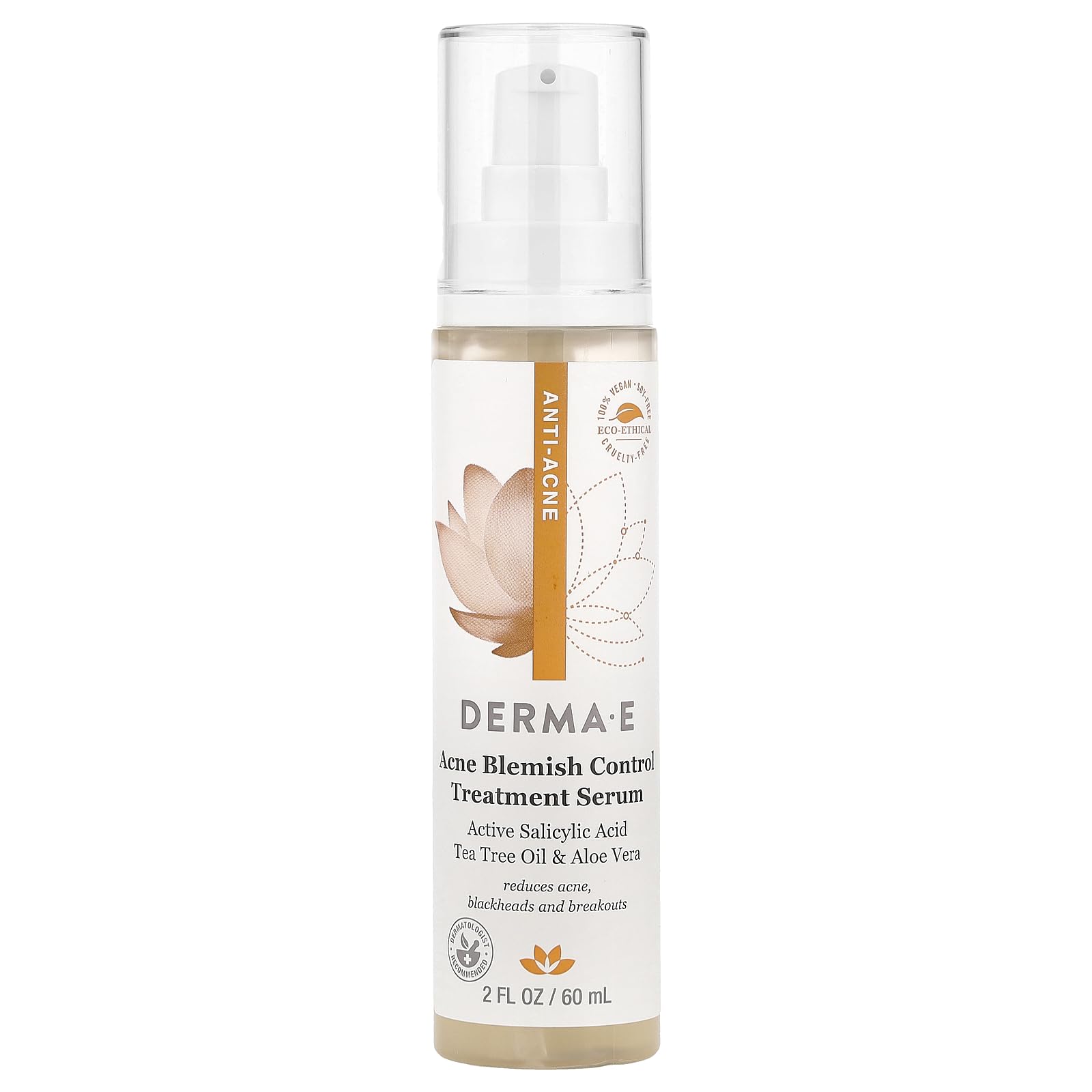 Derma E front packaging showing bottle and clear labeling for clear-skin benefit