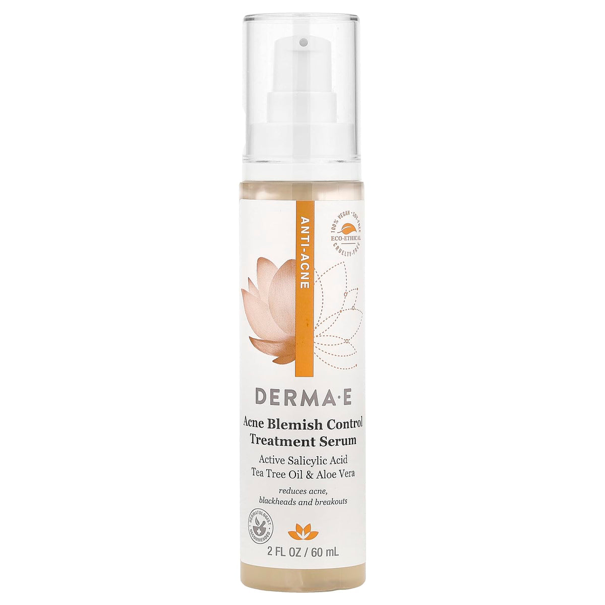 Derma E front packaging showing bottle and clear labeling for clear-skin benefit