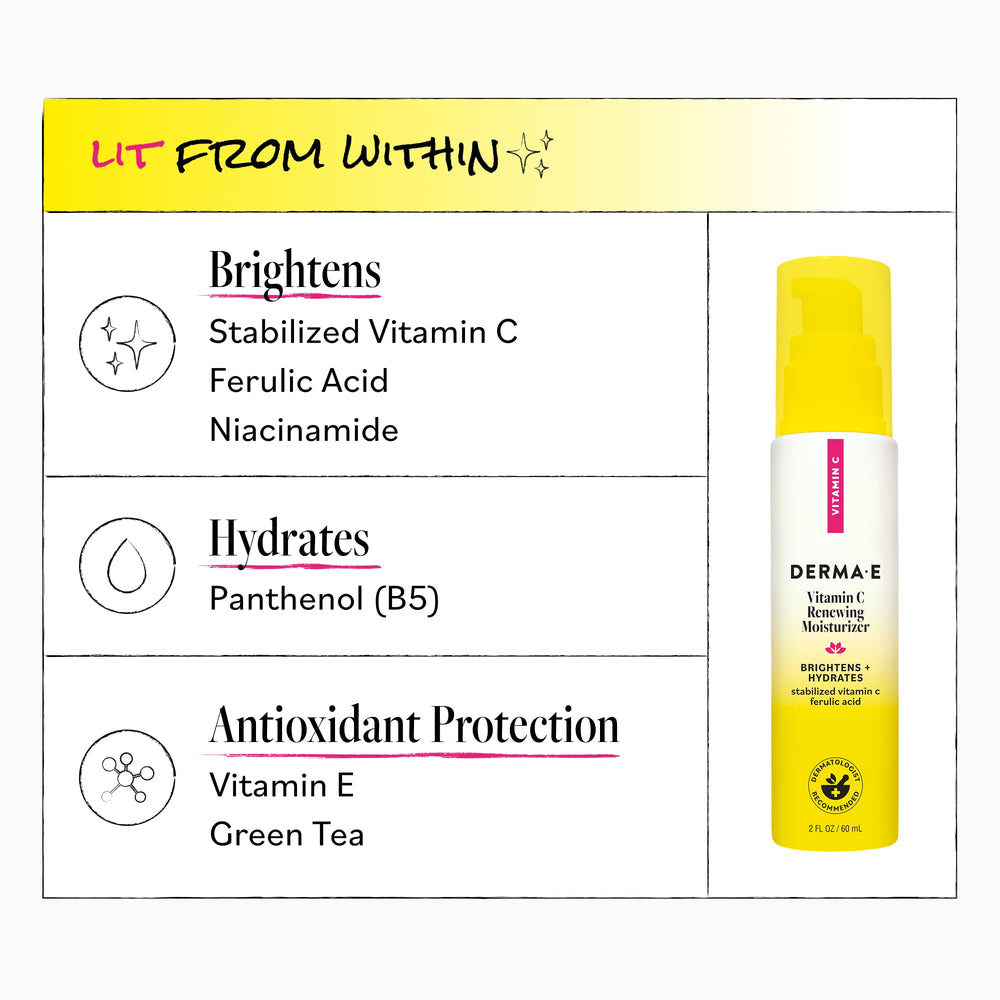Derma E applied to face in morning routine for radiant-looking skin