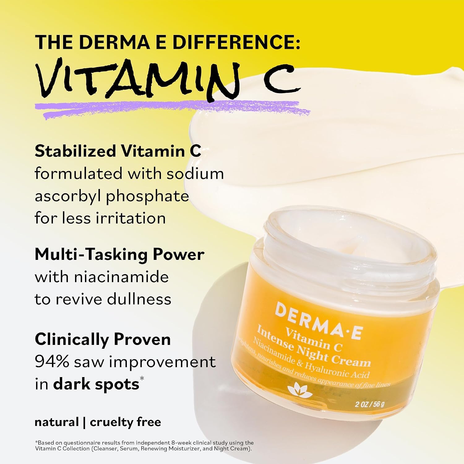 Derma E 2 fl oz moisturizer next to hand to show true scale