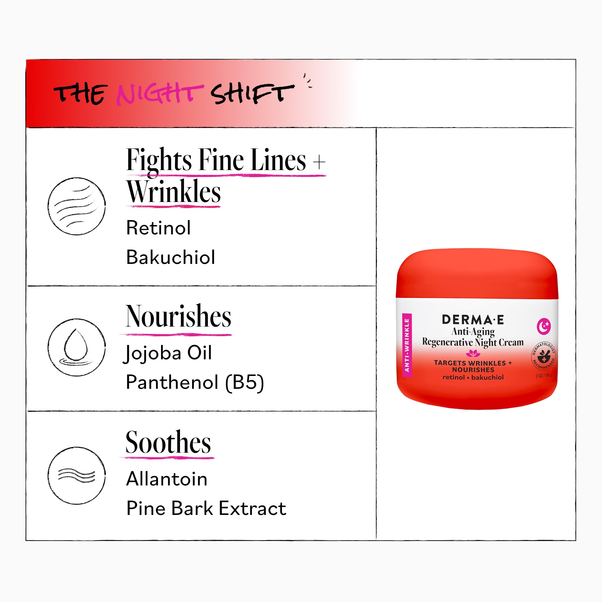 Derma E applying cream to cheek demonstrating moisturization and smoothing effect