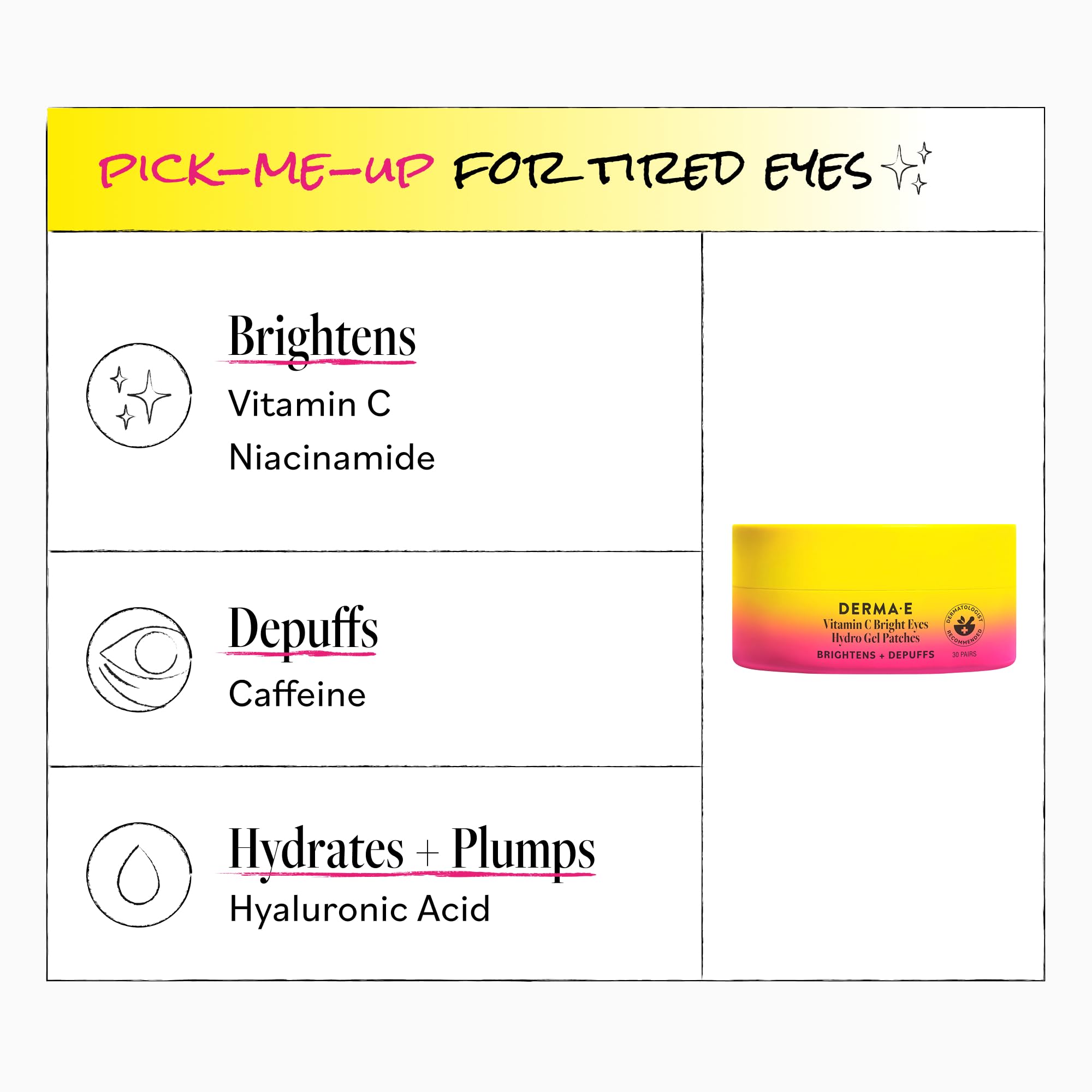 Derma E open tray with several patch pairs showing convenient single-use packs