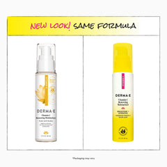 Derma E ingredients display with Vitamin C and rooibos for brightening