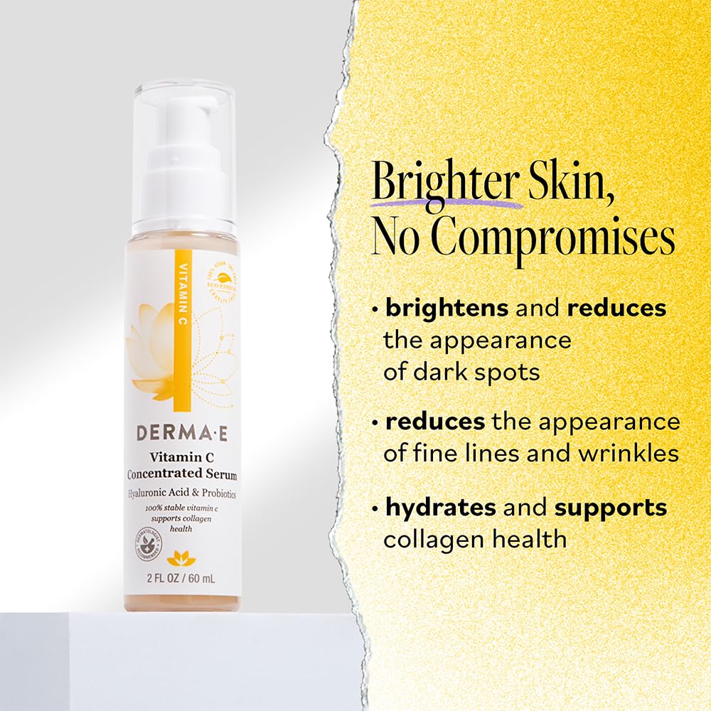 Derma E serum dropper with clear texture demonstrating lightweight absorption benefit