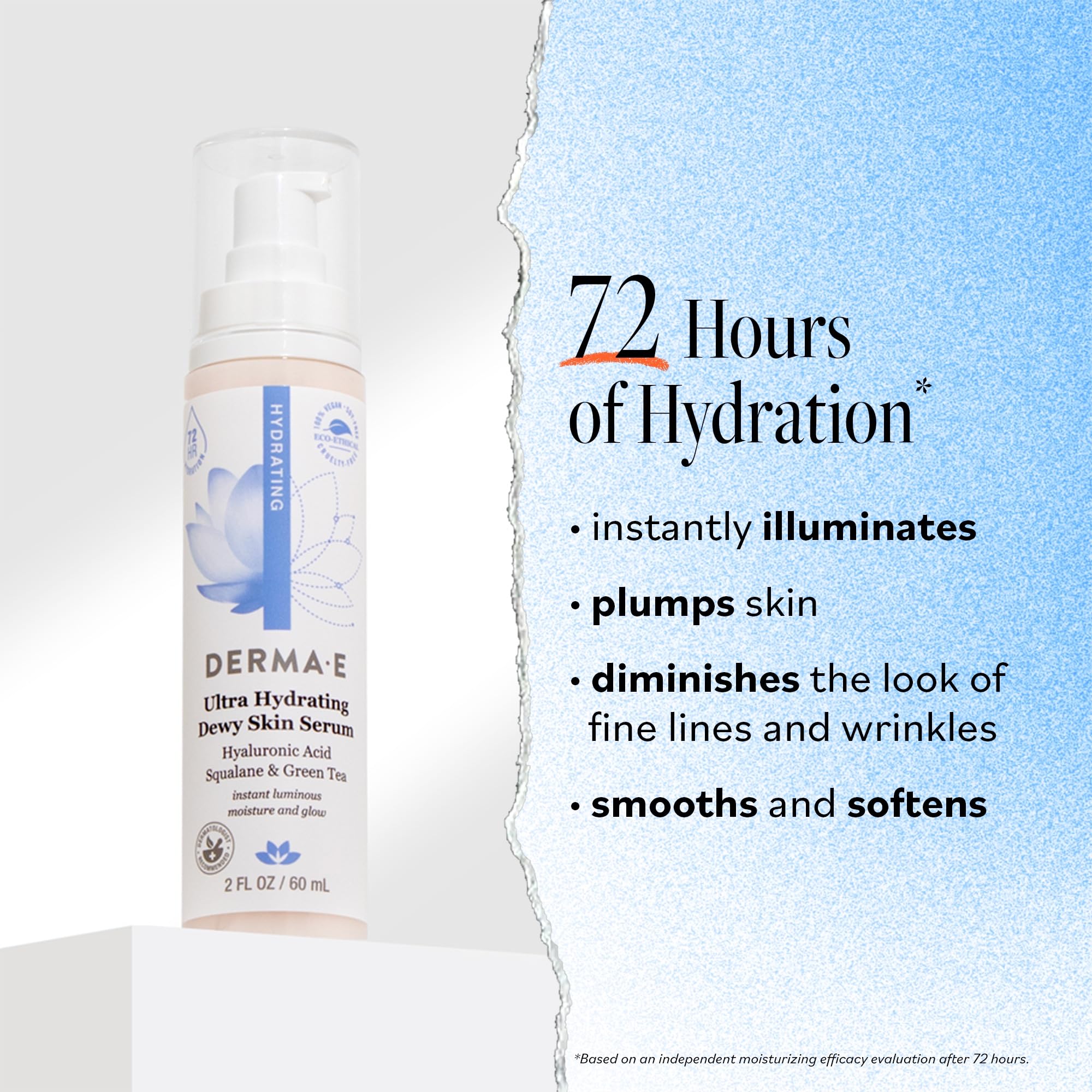 Derma E close-up of serum texture on dropper showing lightweight hydration