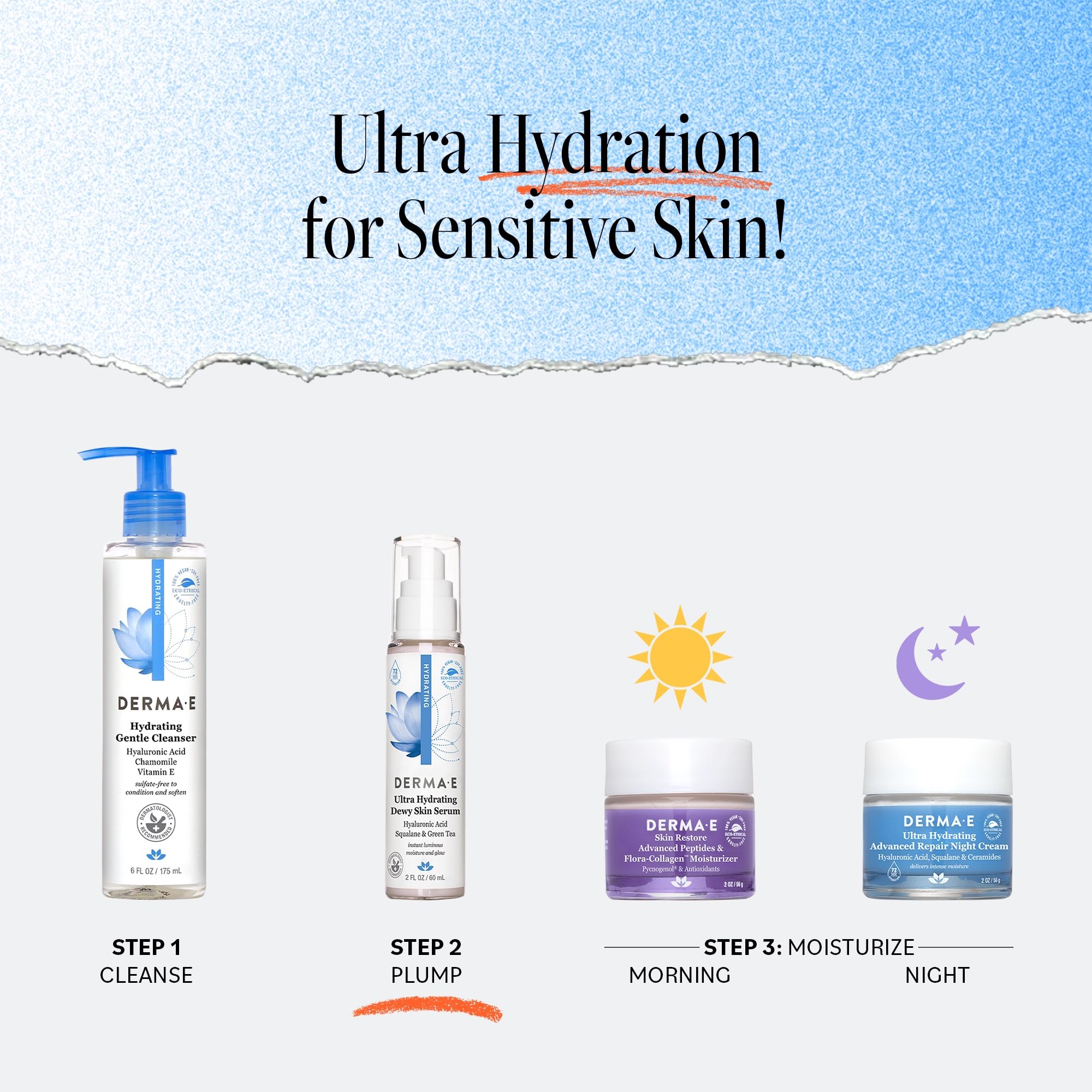 Derma E bottle next to a coin showing 2 fl oz size for travel-friendly convenience