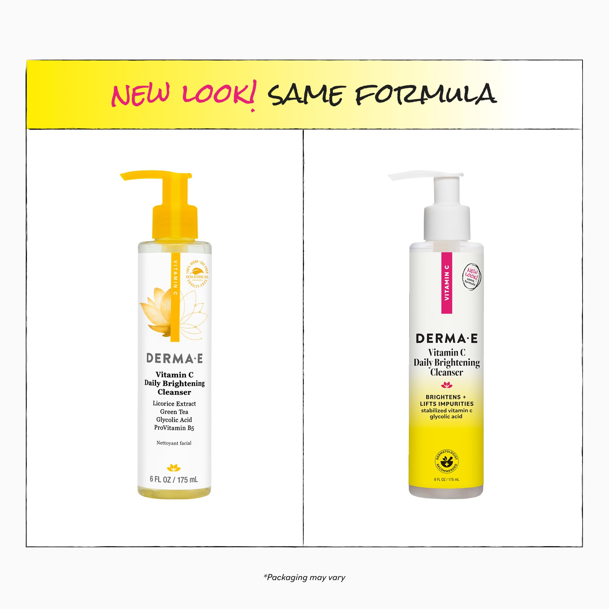 Derma E ingredients label with Vitamin C and niacinamide benefits