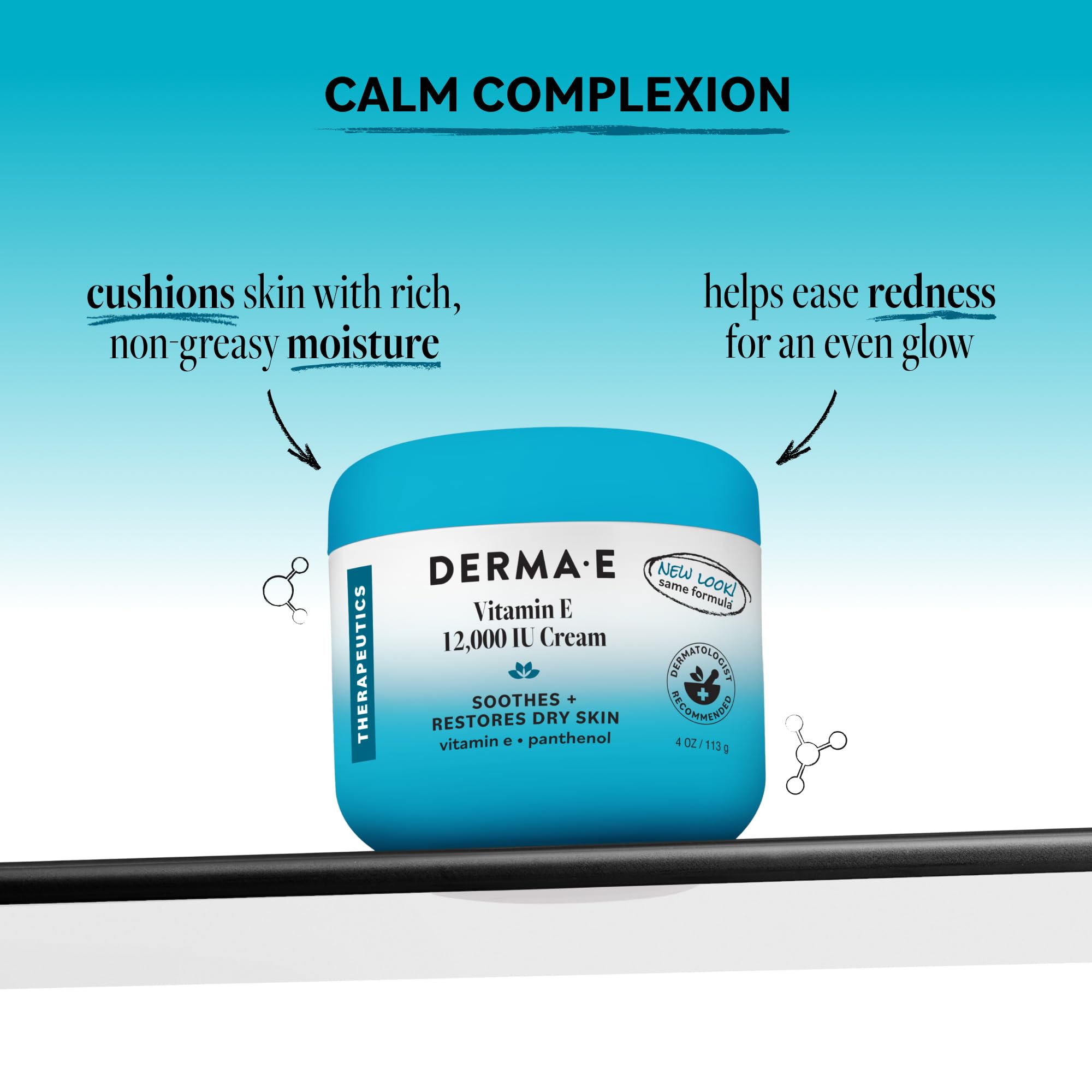 DERMA E texture swatch showing creamy consistency for fast absorption