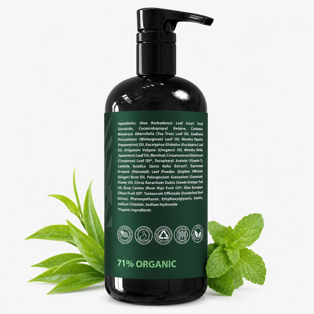 Derma-Nu applied to feet close-up demonstrating odor control benefit