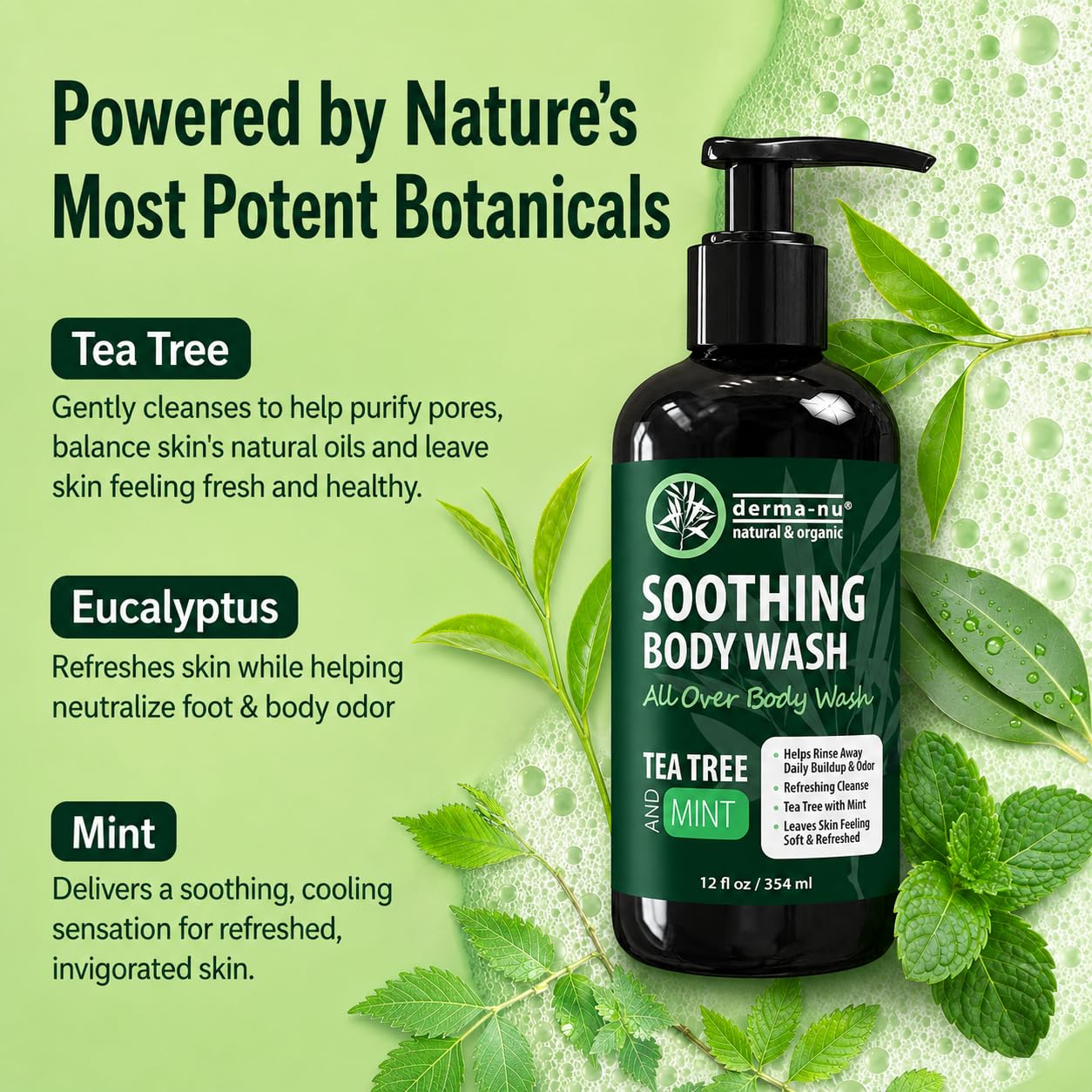 Derma-Nu in-shower scene washing feet and body for odor control