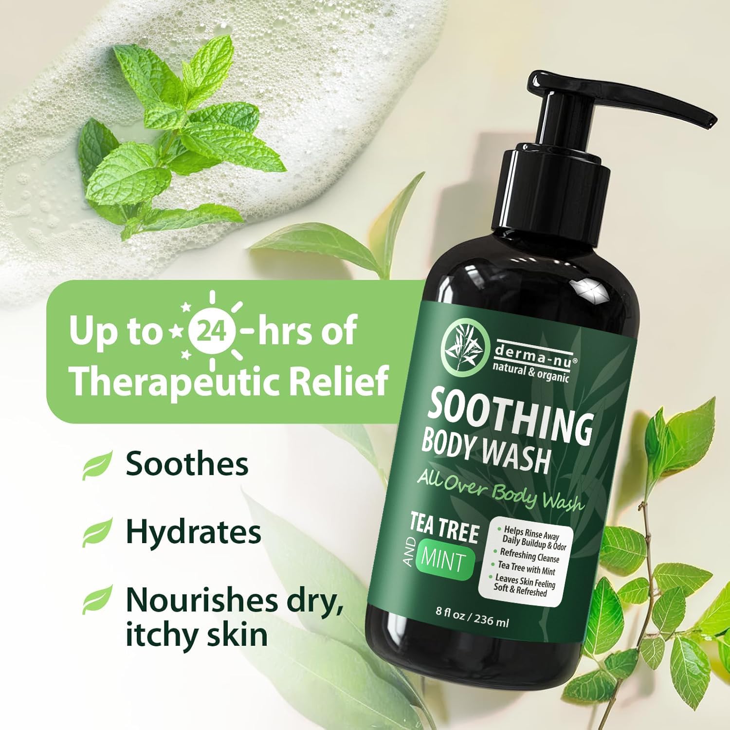 Derma-Nu creamy lather texture showing gentle cleansing action