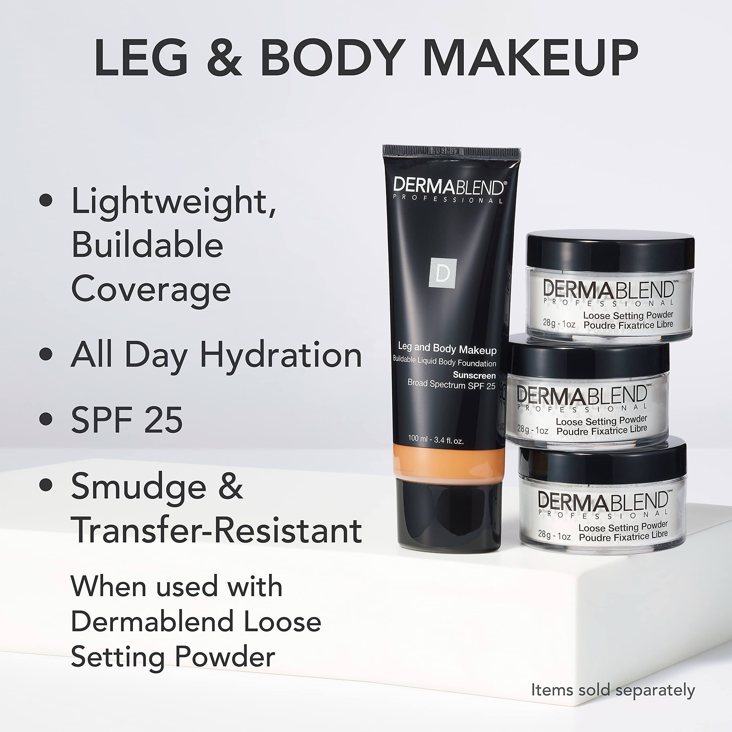 Dermablend applied with brush to leg demonstrating seamless coverage benefit