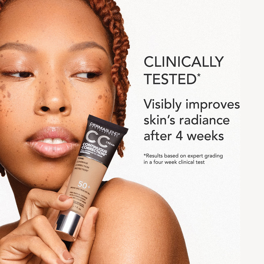 Dermablend CC Cream ingredients label close-up highlighting antioxidants and SPF