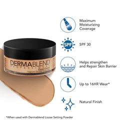 Dermablend swatch on arm showing coverage and true 30N Sand Beige shade