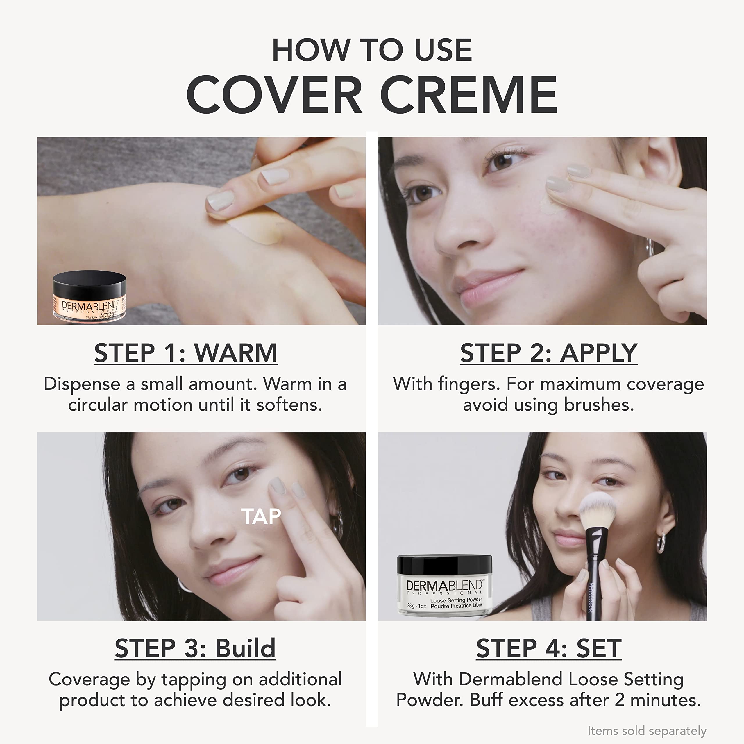 Dermablend jar with spatula showing hygienic application and precise coverage