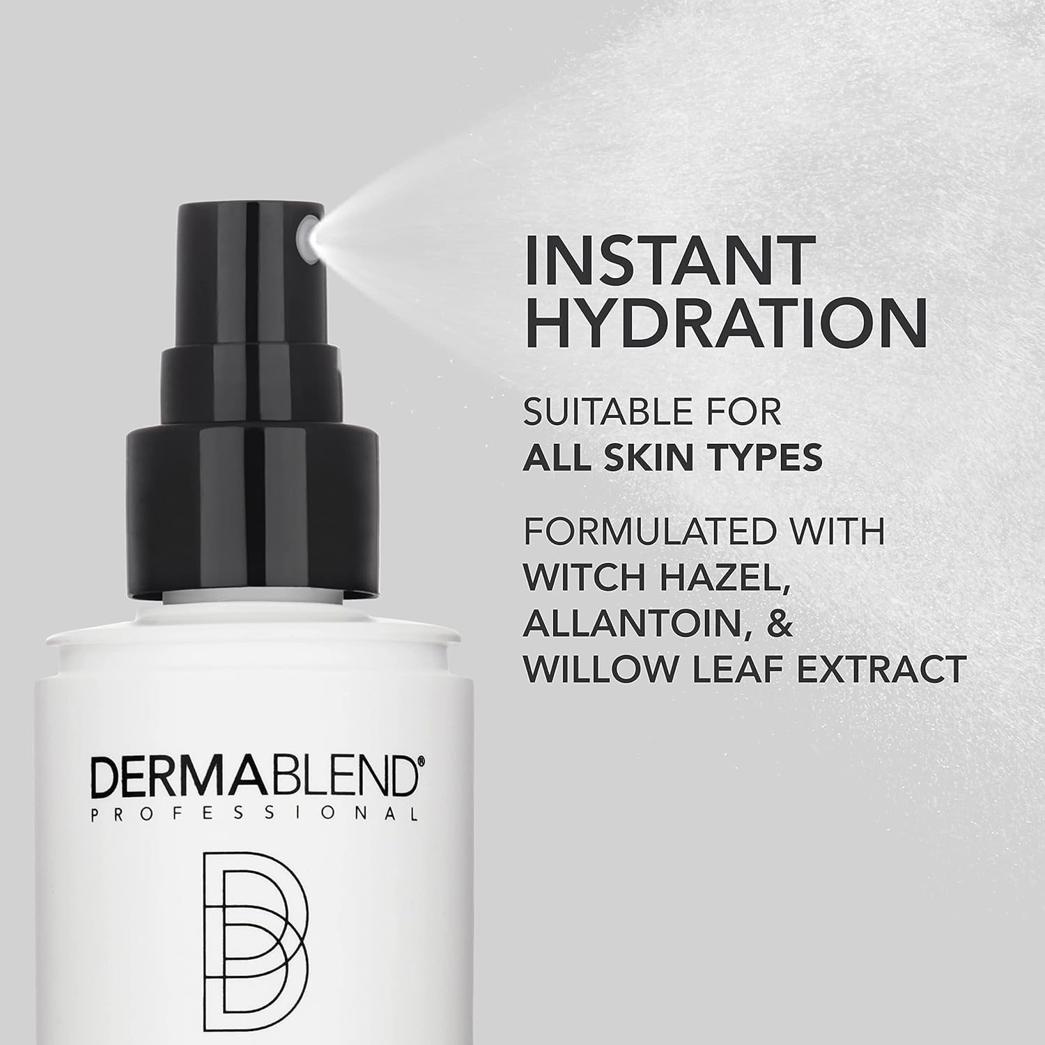 Dermablend ingredient label highlighting witch hazel and allantoin benefits