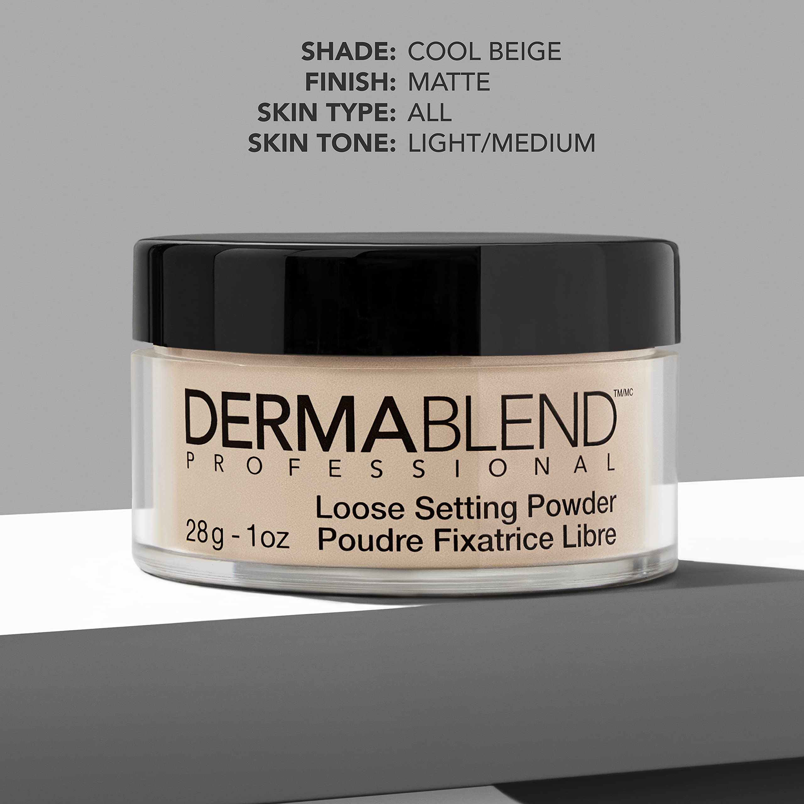 Dermablend powder applied under eye to reduce creasing and brighten