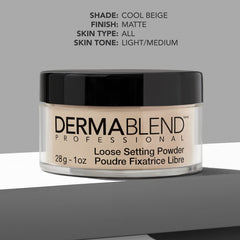 Dermablend powder applied under eye to reduce creasing and brighten