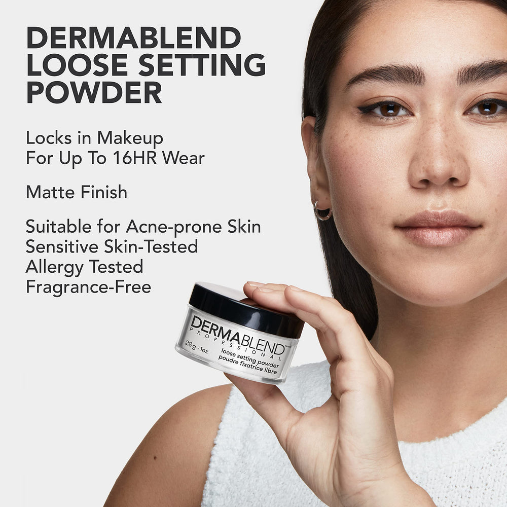 Dermablend jar held in hand showing 1 oz scale for travel convenience