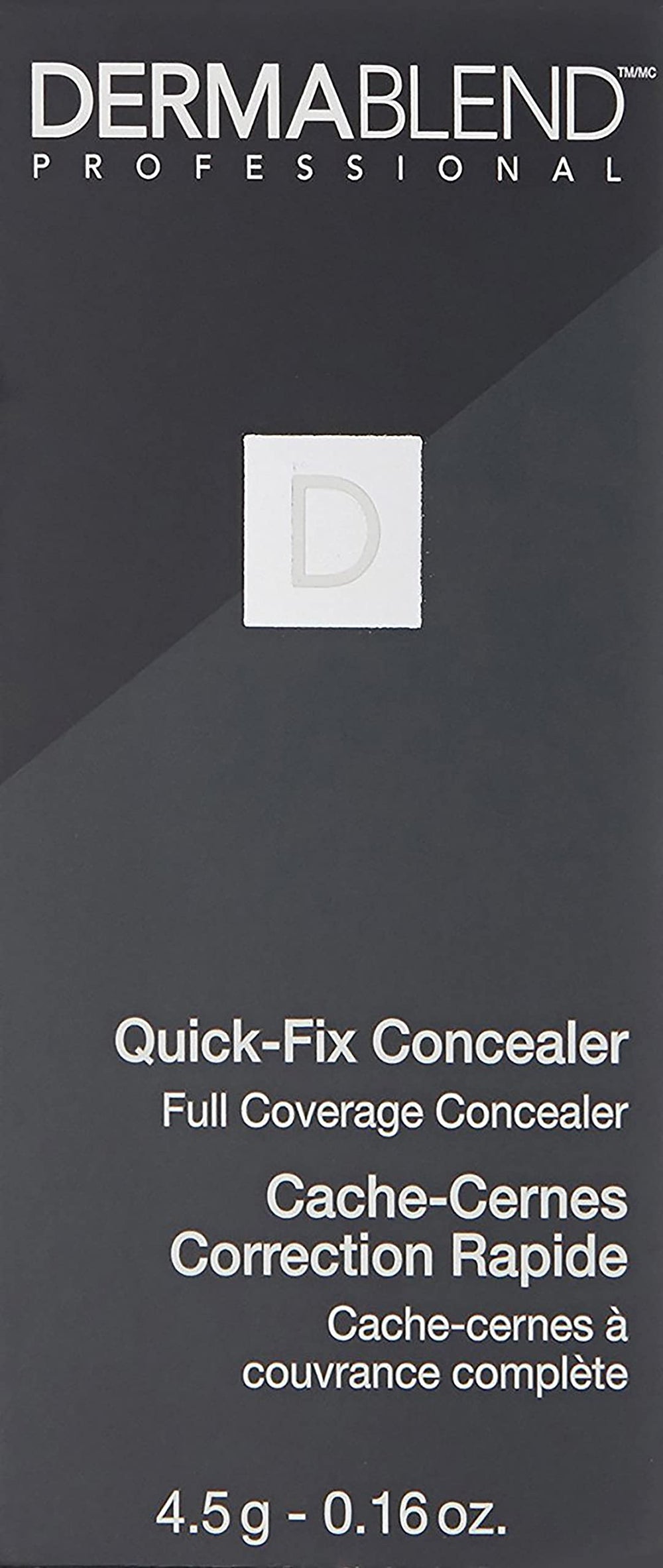 Dermablend packaging label close-up displaying ingredient and safety benefit