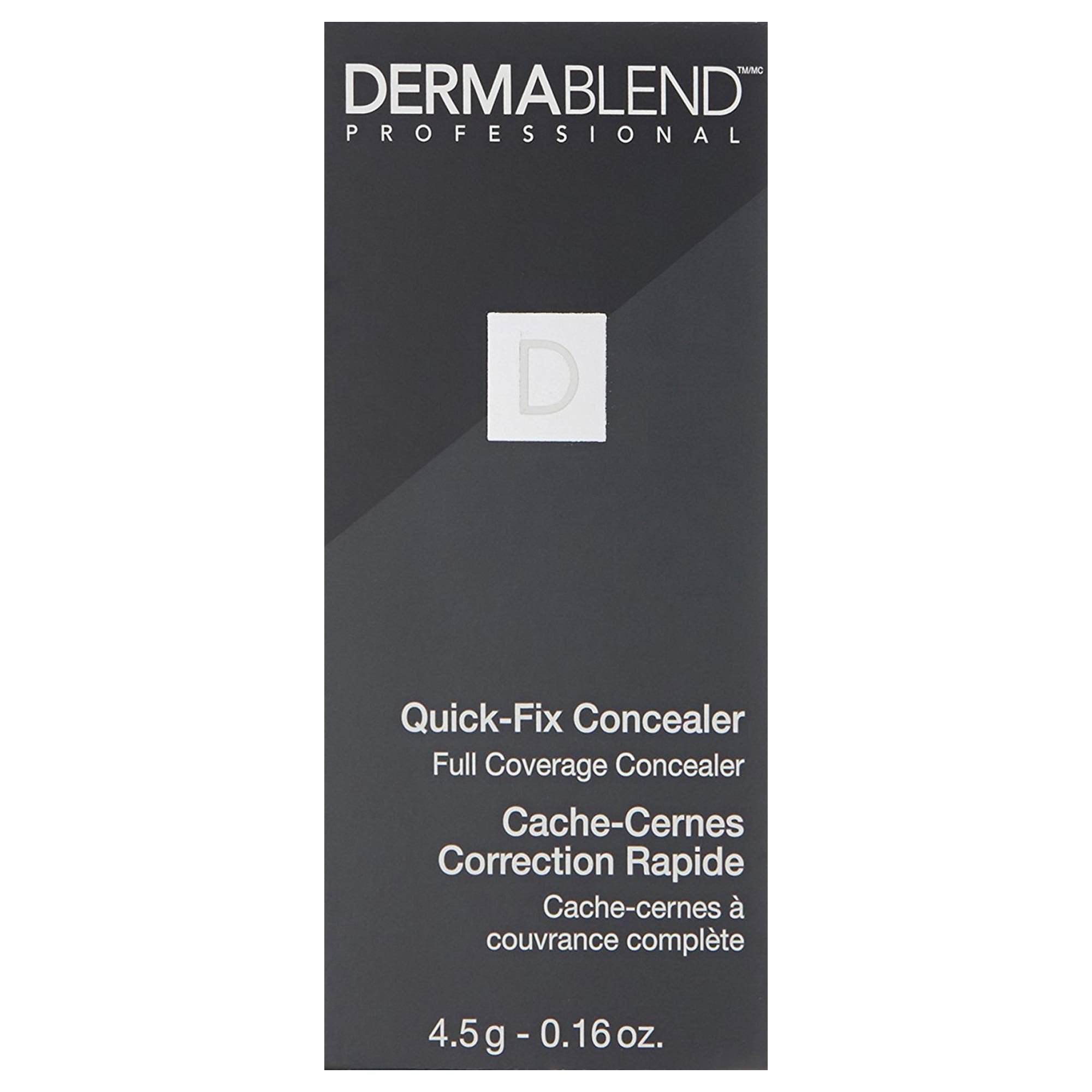 Dermablend product packaging label highlighting shade and safety claims