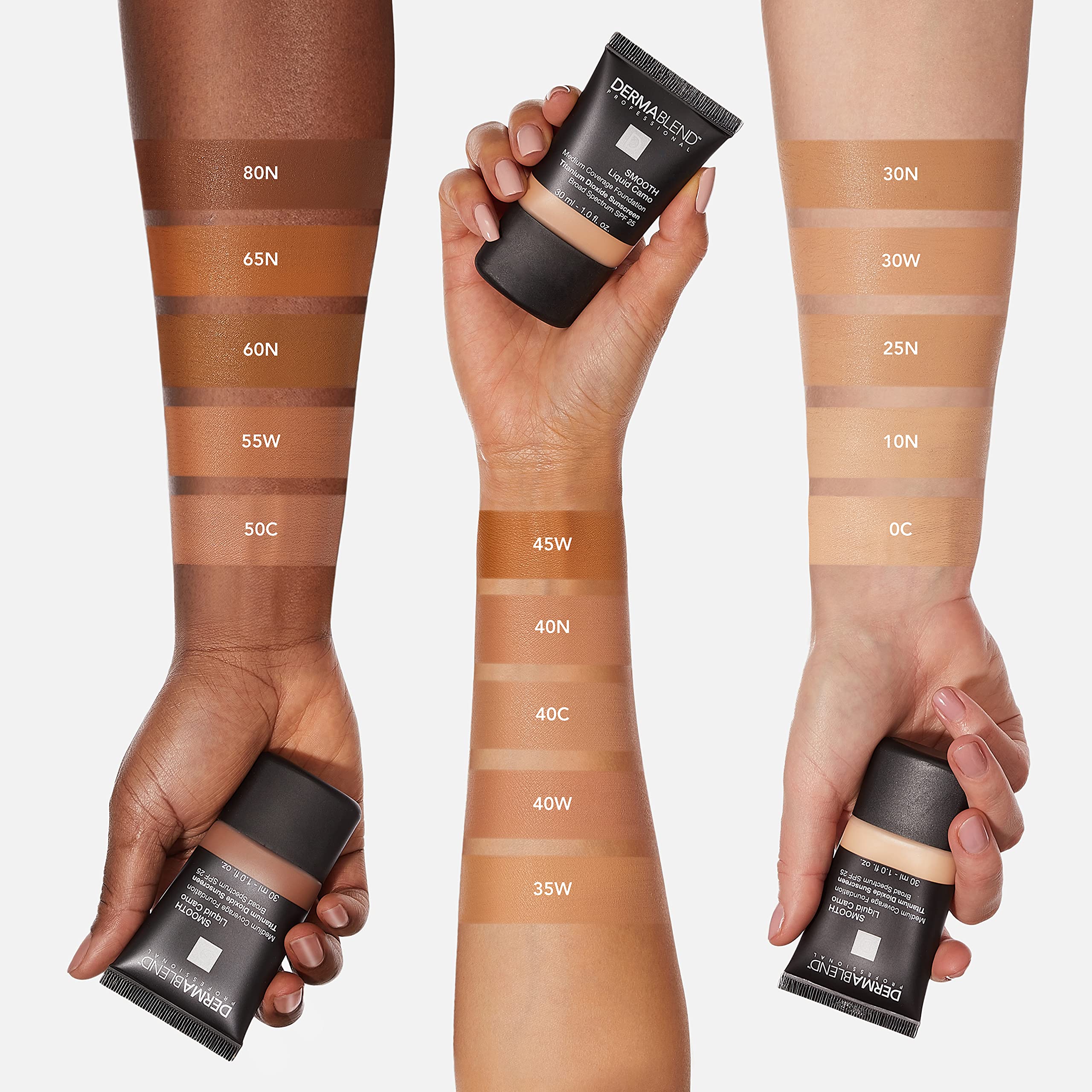 Dermablend swatch on arm demonstrating shade 10N cream, true-to-skin tone