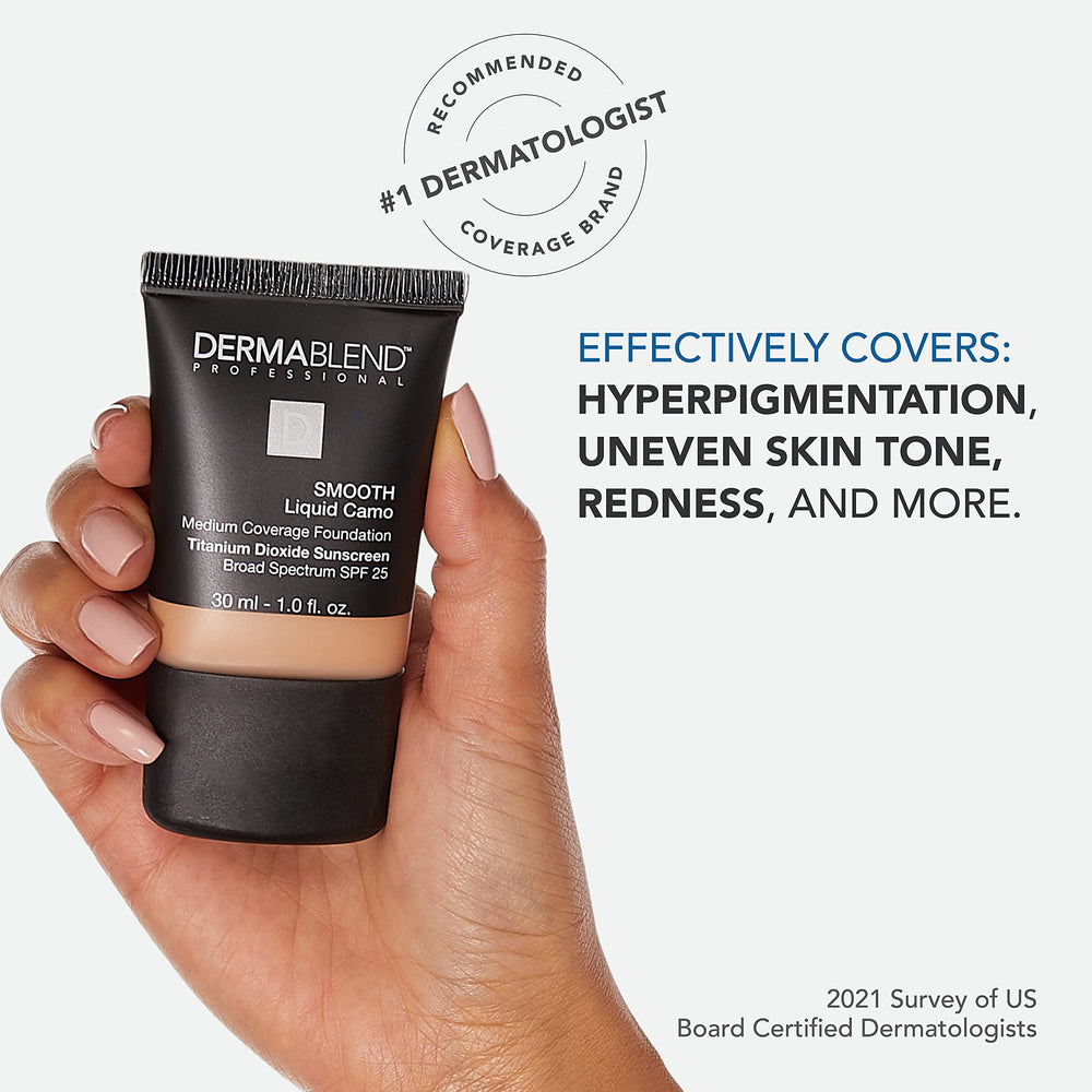 Dermablend model applying foundation for natural seamless finish