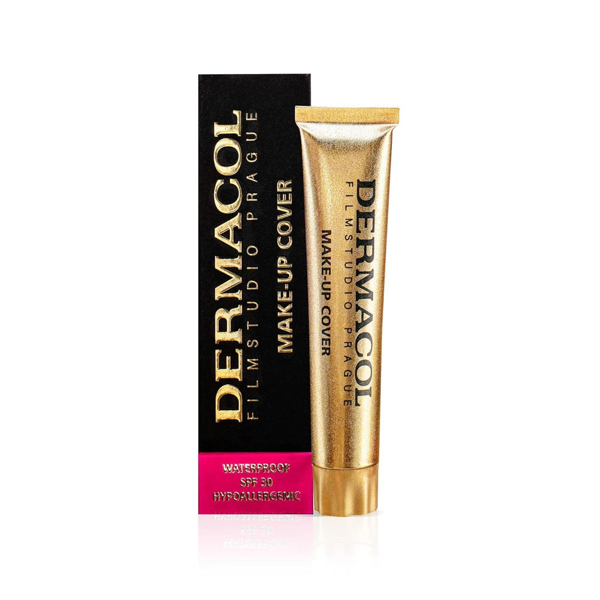 Dermacol front tube view showing product and branding, clear labeling benefit