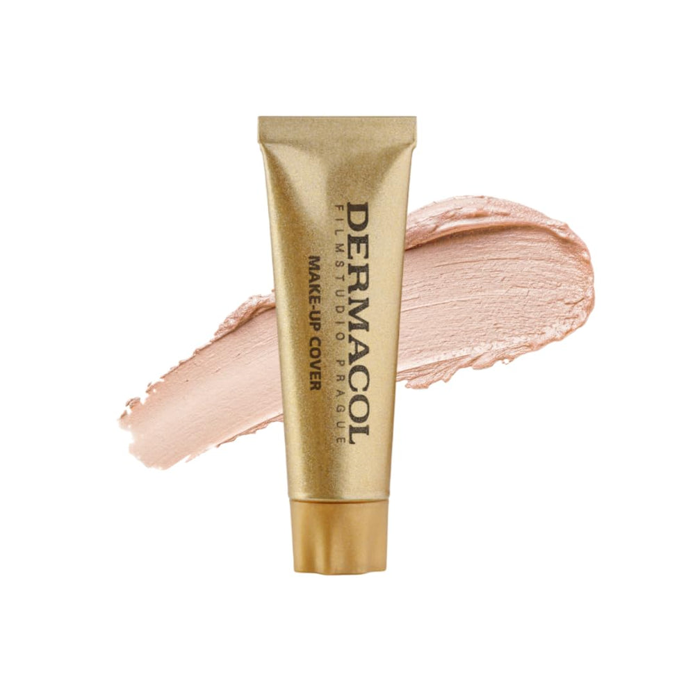 Dermacol mini foundation front tube showing compact design and travel convenience