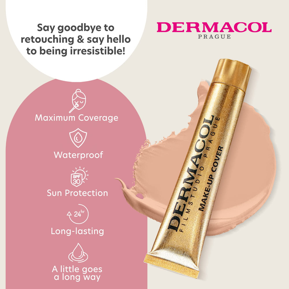 Dermacol back label closeup highlighting ingredients and SPF information benefit