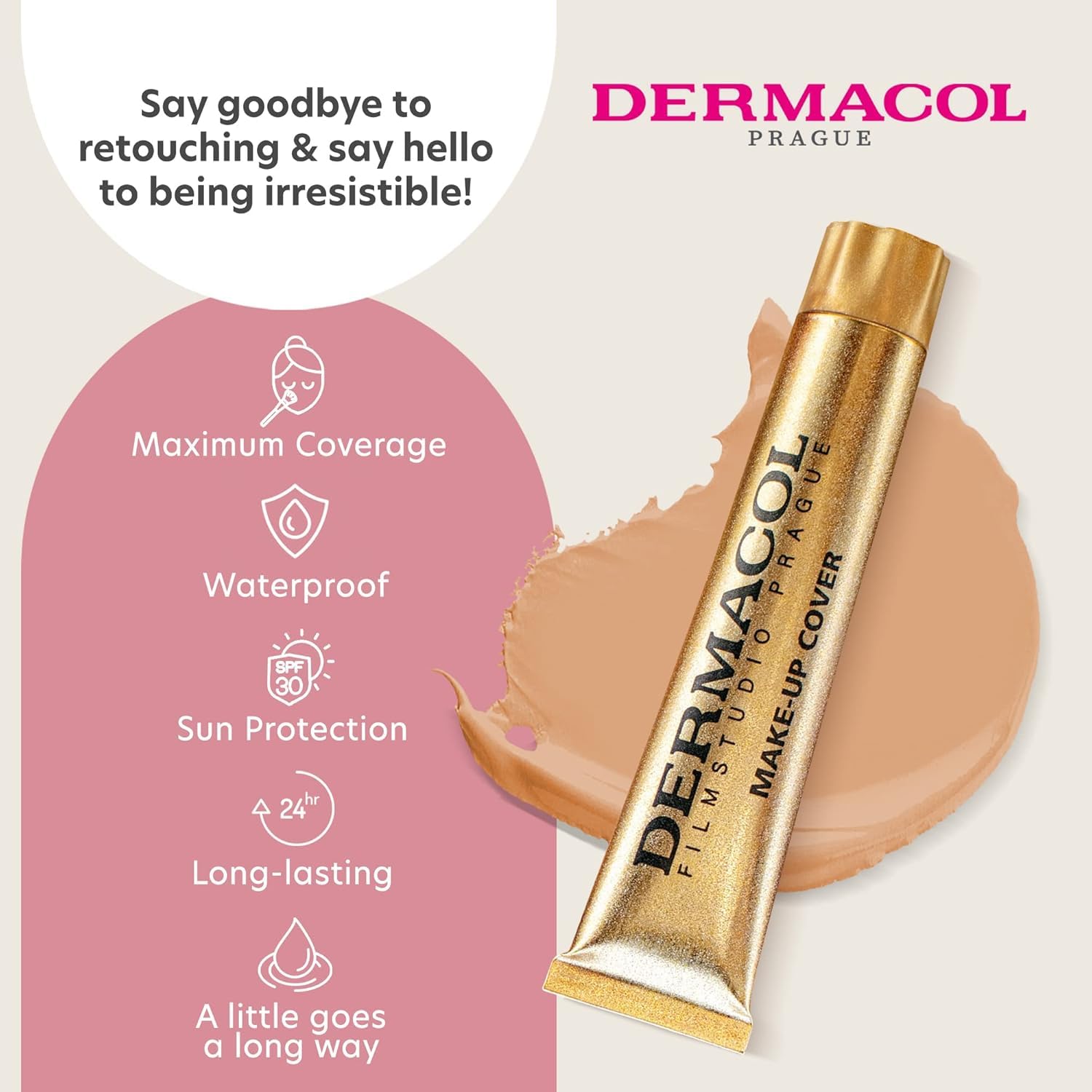 Dermacol powder set close-up showing matte finish and long-wear benefit
