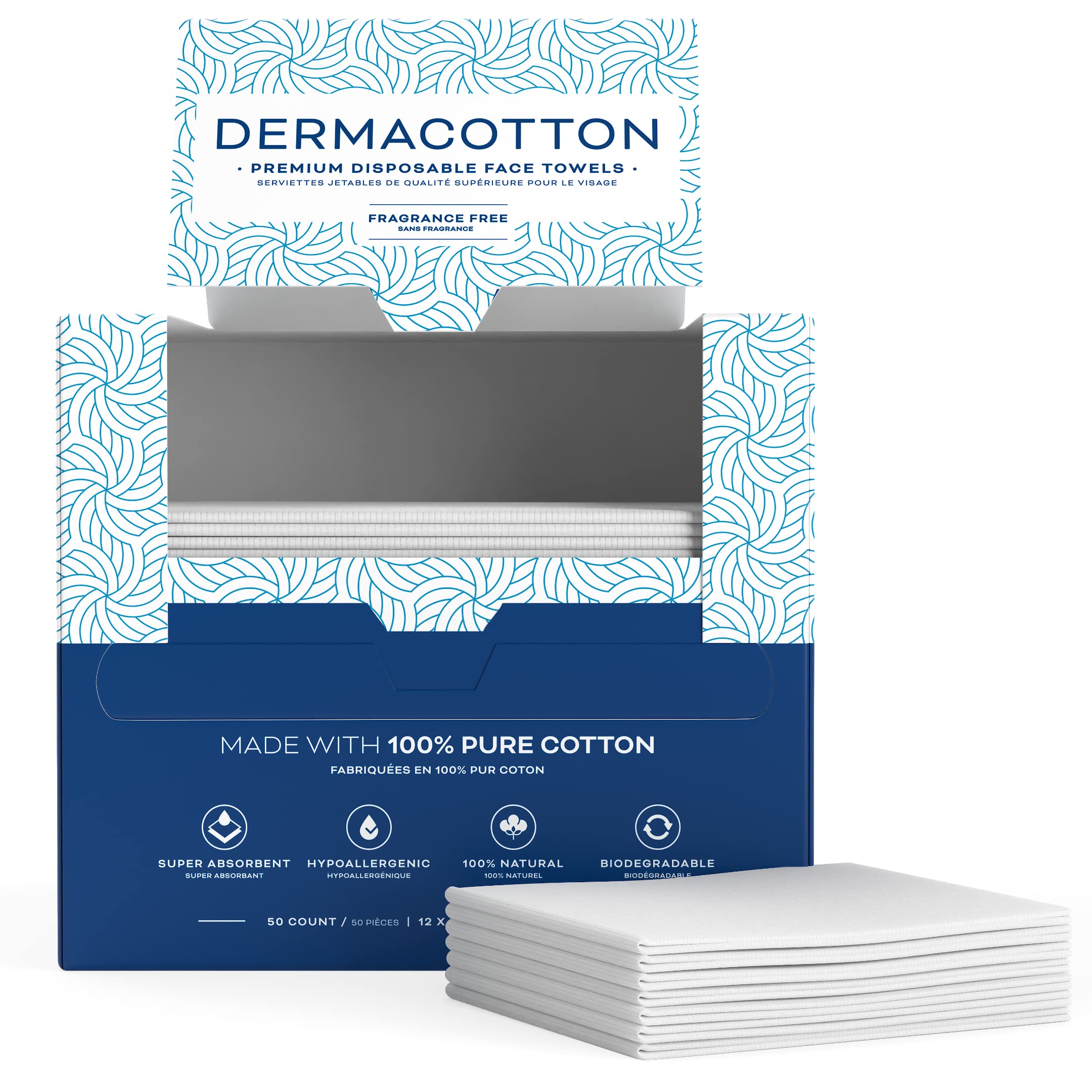 DERMACOTTON label detail highlighting biodegradable, pure cotton